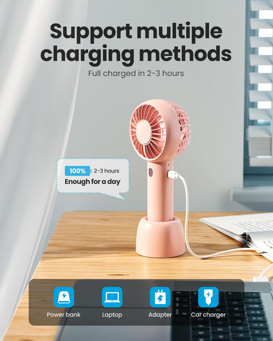 Mini Portable Fan, Powerful Hand Fan Cute Design 3 Speed